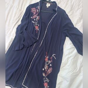 Navy Embroidered kimono